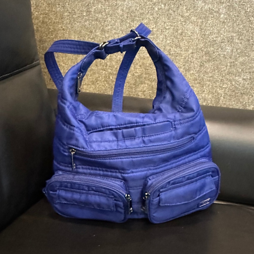 Lug Zipliner Convertible Backpack Shoulder Bag Cobalt Blue Quilted 15x12" Travel
